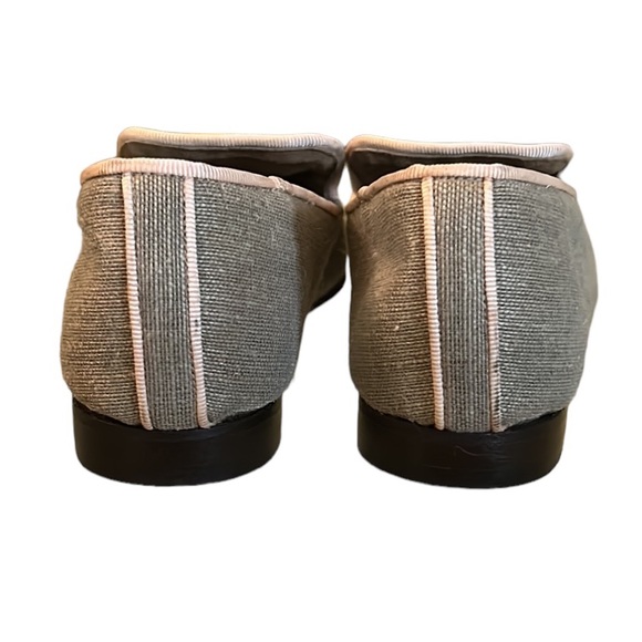 Evelyn Paul Paris Handmade Tan Linen Leather Loafers - 7 - Picture 10 of 14